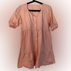 Peach shirt style linen dress